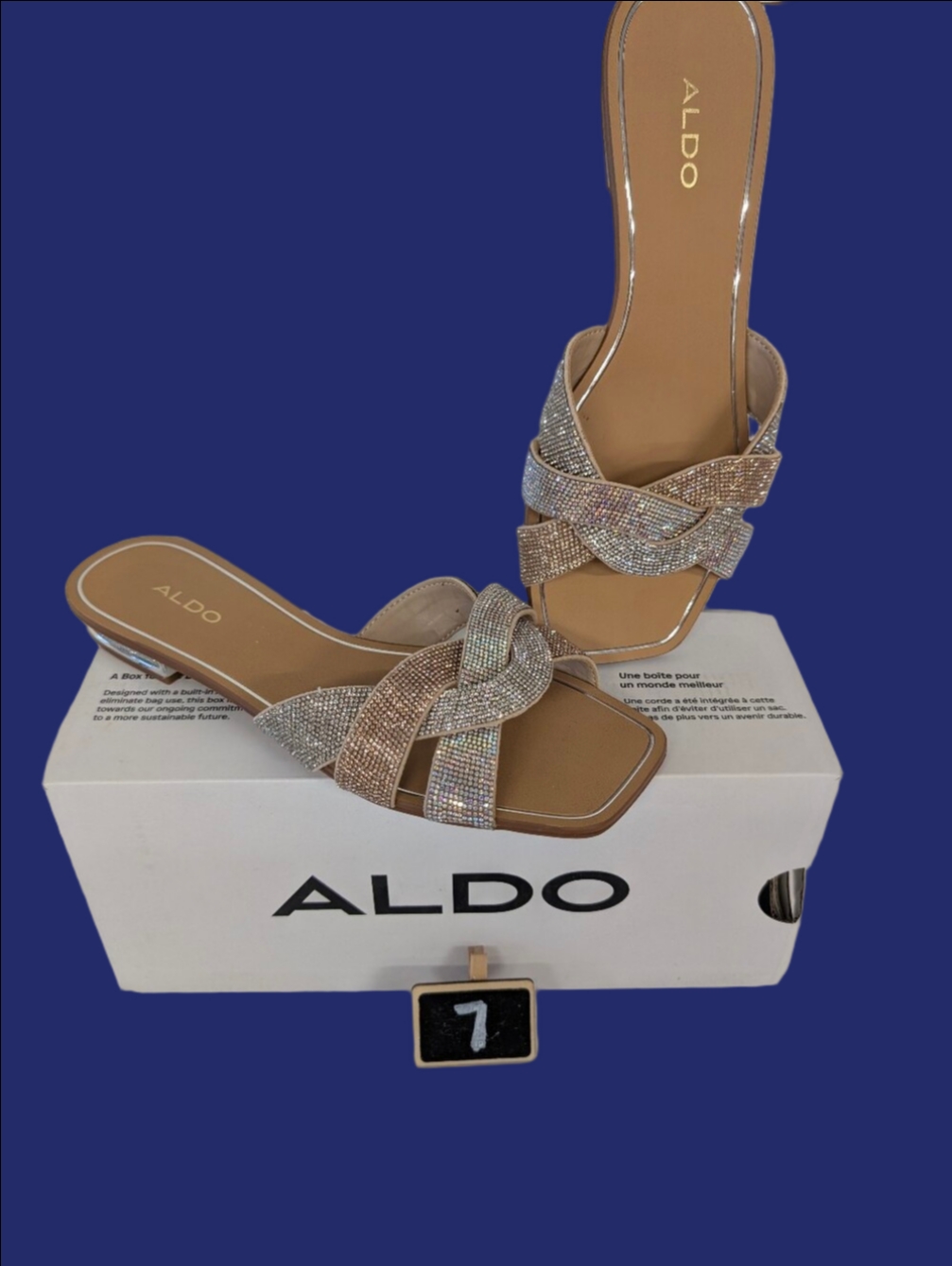 Shoes Slid Sandles By Aldo Champagne Rhinestone Braided Slide Sandals Sz 7 Nwb